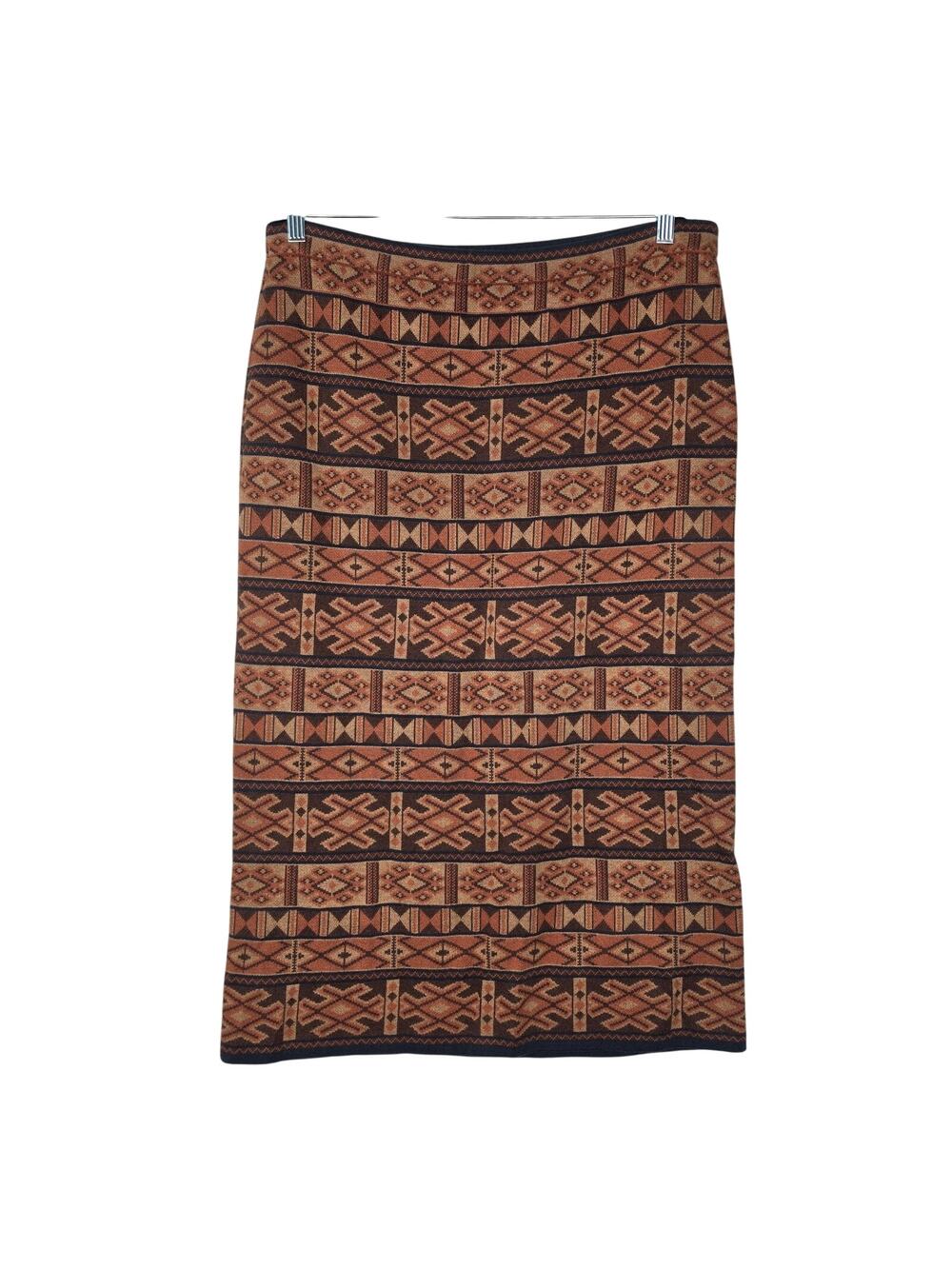 Peruvian Connection Skirt Womens XL Brown Tribal Knit Maxi Pima Cotton Boho